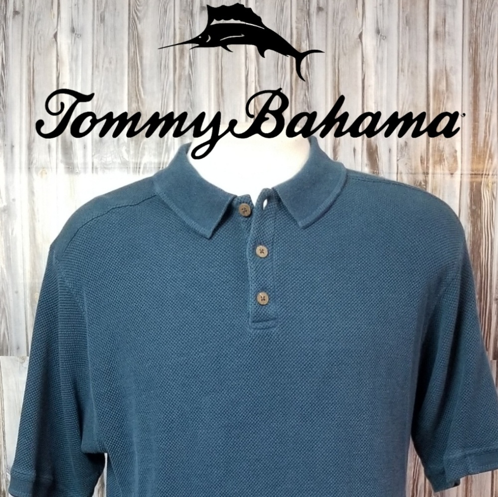 Tommy Bahama Mens Blue Polo XL Silk & Cotton G55